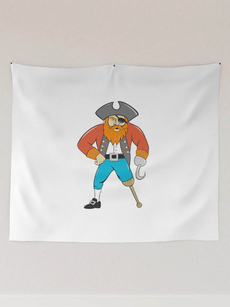 Captain Hook Pirate Wooden Leg Cartoon Tapestry for Sale by