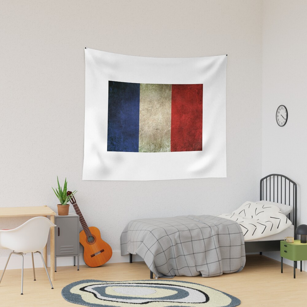 Old and Worn Distressed Vintage Flag of France | Tapestry