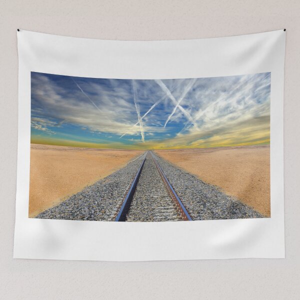 Item preview, Railroad tracks in Mojave Desert California designed and sold by Bruno Beach.