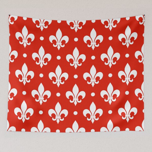 Item preview, White Fleur de Lis on Red Background designed and sold by ImageNugget.