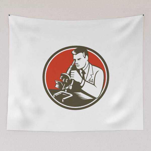 Item preview, Scientist Lab Researcher Chemist Microscope Retro designed and sold by patrimonio.