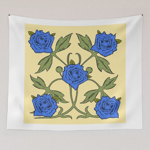 Item preview, Blue Roses on Butter Yellow Background designed and sold by Greenbaby.