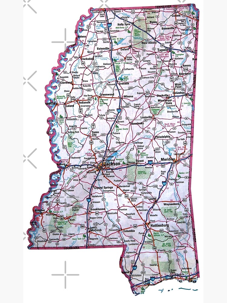 Mississippi Roadmap Poster By Havocgirl Redbubble