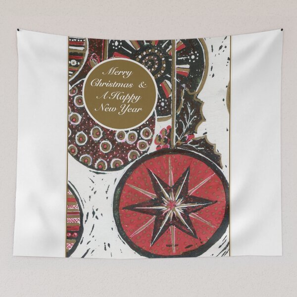 Item preview, Xmas Baubles 31 Merry Xmas -  Gelli Plate Print and Ink designed and sold by Heatherian.