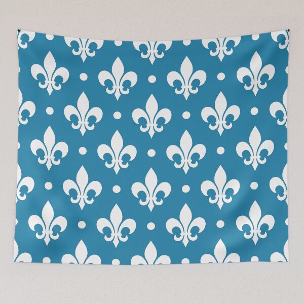 Item preview, White Fleur de Lis on Blue Background designed and sold by ImageNugget.