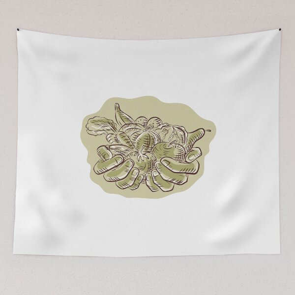 Item preview, Hand Holding Crop Fruit Harvest Etching designed and sold by patrimonio.