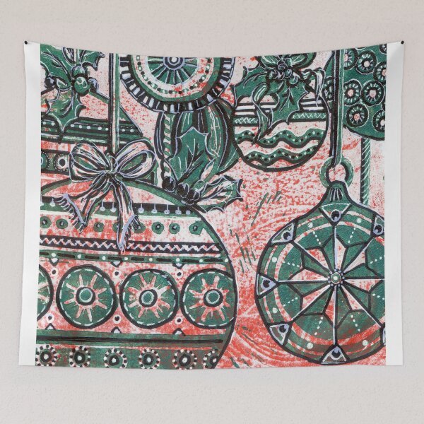 Item preview, Xmas Baubles 11 -  Gelli Plate Print and Ink designed and sold by Heatherian.