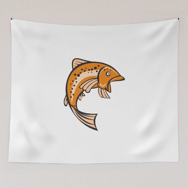 Item preview, Trout Rainbow Fish Jumping Up Cartoon designed and sold by patrimonio.