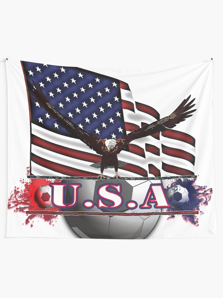 Alternate view of Red White & Blue USA Soccer with Eagle & Flag Tapestry