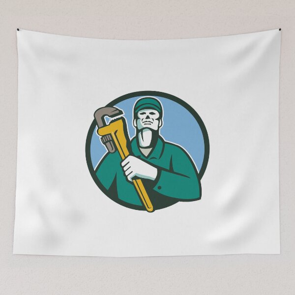 Item preview, Plumber Holding Wrench Circle Retro designed and sold by patrimonio.