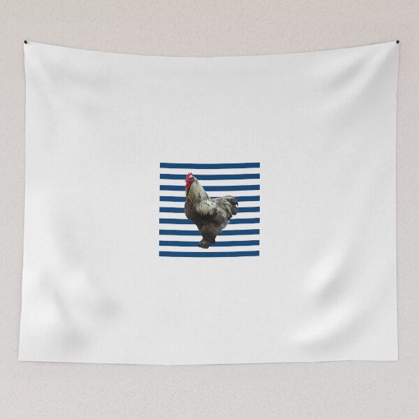 Item preview, Chicken on Blue and White Stripes designed and sold by BeachBumFamily.