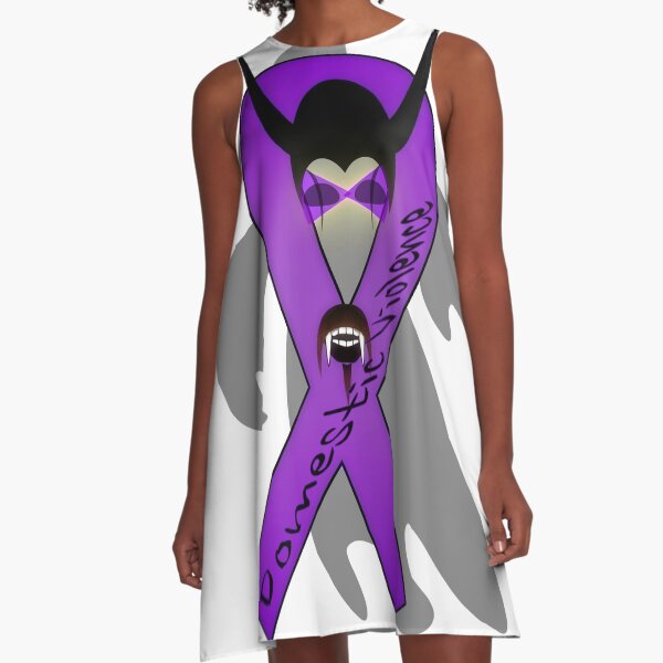 Demon of Domestic Violence Awareness Ribbon Character A-Line Dress