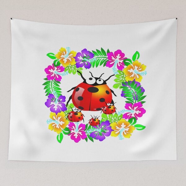 Item preview, Hawaiian ladybug with babies standing on colorful hibiscus flowers designed and sold by MNA-Art.
