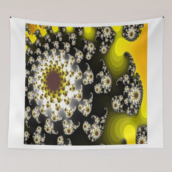 Item preview, Black and White Floral Fractal with Gold and Green designed and sold by Jessielee72.