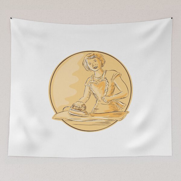 Item preview, Homemaker Ironing Clothes Vintage Etching designed and sold by patrimonio.