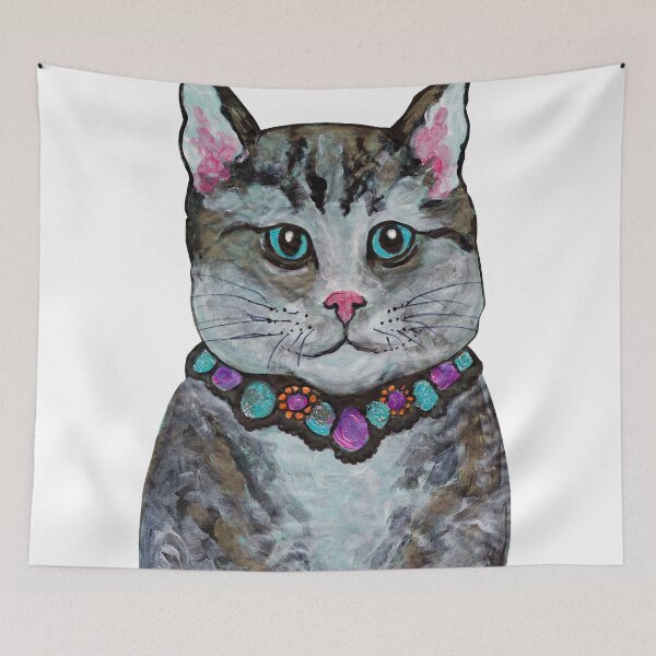 Item preview, boy cat with bejewelled collar - hand painted designed and sold by mark burban.