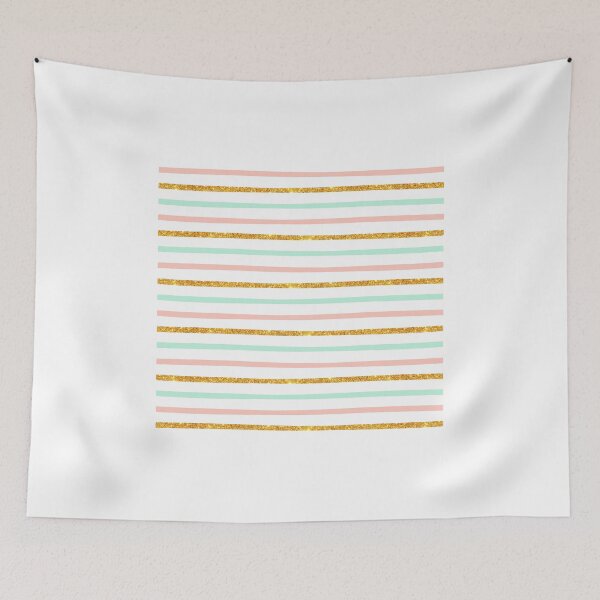 Item preview, Modern Girly Pink Teal Gold Glitter Stripe Pattern designed and sold by GirlyTrend.