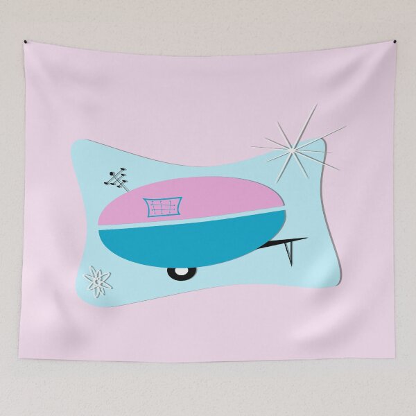 Item preview, Pink Aqua Atomic Space Age Camper designed and sold by Patricia Montgomery.