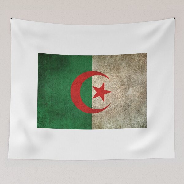 Artikelvorschau, Alte und abgenutzte beunruhigte Weinlese-Flagge von Algerien entworfen und verkauft von JeffBartels.