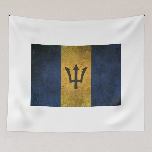 Item preview, Old and Worn Distressed Vintage Flag of Barbados designed and sold by JeffBartels.