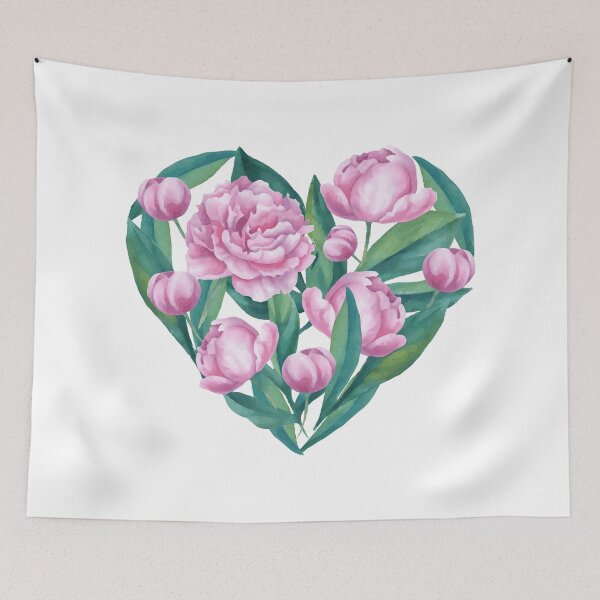 Item preview, Watecolor Peony Illustration in a Heart Shape designed and sold by epine.