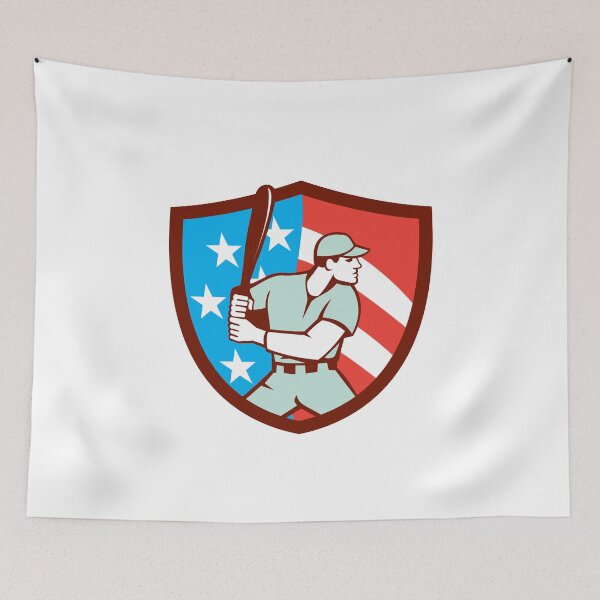 Aperçu de l'œuvre American Baseball Batter Hitter Shield Retro créée et vendue par patrimonio.