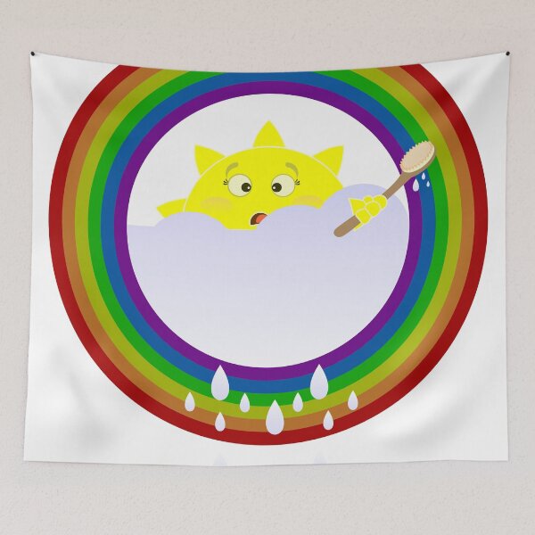Item preview, illustration on a sun bathe in the clouds and a rainbow appeared also designed and sold by Desenatorul1976.
