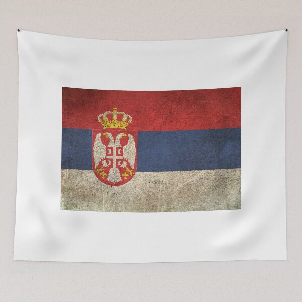 Item preview, Old and Worn Distressed Vintage Flag of Serbia designed and sold by JeffBartels.