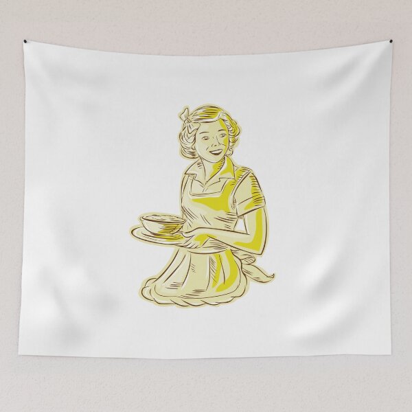 Item preview, Homemaker Serving Bowl of Food Vintage Etching designed and sold by patrimonio.