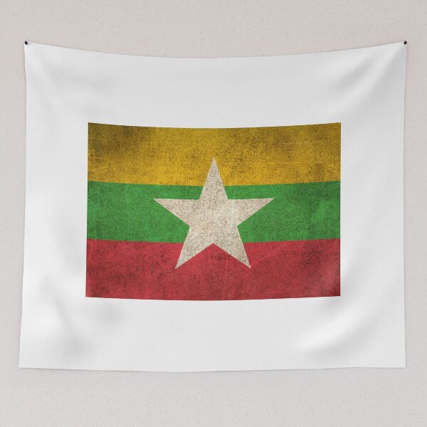Item preview, Old and Worn Distressed Vintage Flag of Myanmar designed and sold by JeffBartels.