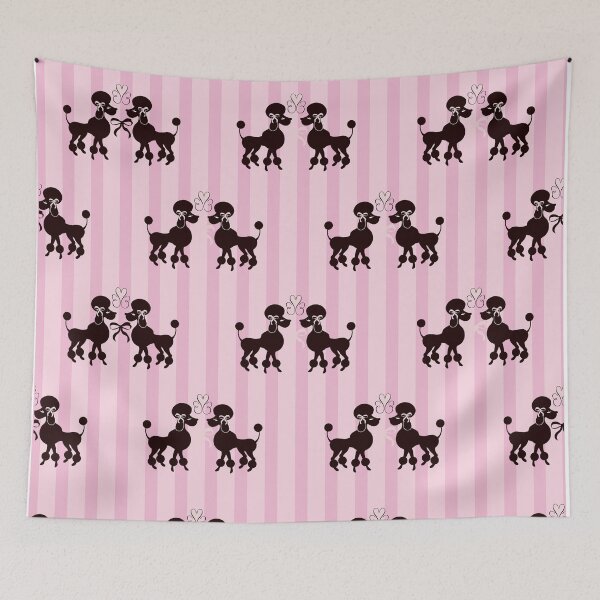 Item preview, Black Poodles Pink Strips designed and sold by purplesensation.