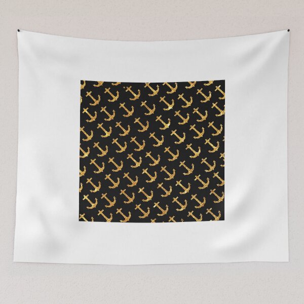 Item preview, Vintage Retro Sailor Gold Glitter Nautical Anchors designed and sold by GirlyTrend.
