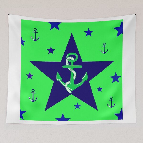 Item preview, Navy Anchor on Lime Green designed and sold by Judy Skowron.