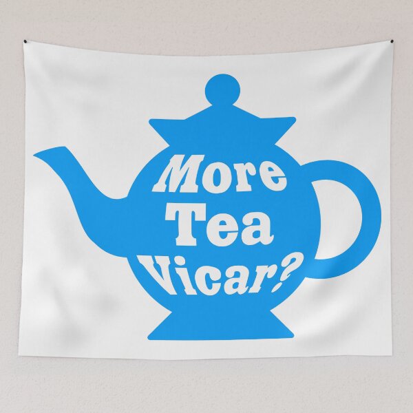 Item preview, Teapot - More tea Vicar? - Mid Blue and White designed and sold by Artberry.