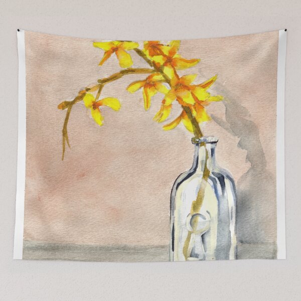 Item preview, forsythia in antique jar with keyhole stamp, 2 of 2 designed and sold by resonanteye.