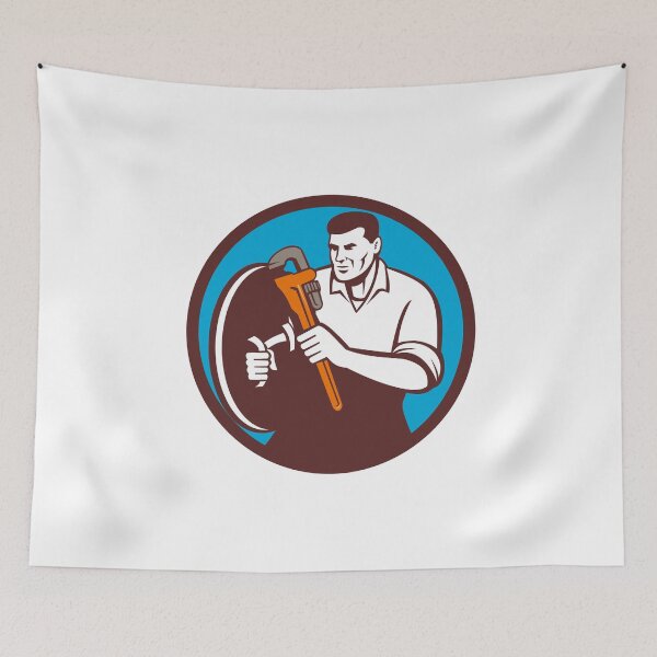 Item preview, Plumber Brandishing Wrench Circle Retro designed and sold by patrimonio.