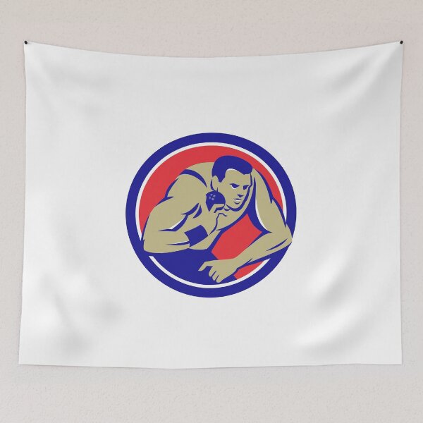 Item preview, Shot Put Track and Field Athlete Circle Retro designed and sold by patrimonio.