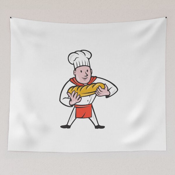 Item preview, Baker Holding Bread Loaf Isolated Cartoon designed and sold by patrimonio.