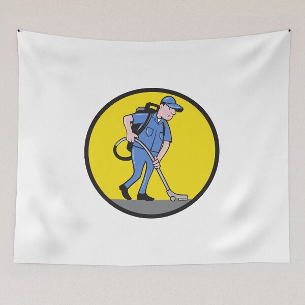 Item preview, Commercial Cleaner Janitor Vacuum Circle Cartoon designed and sold by patrimonio.