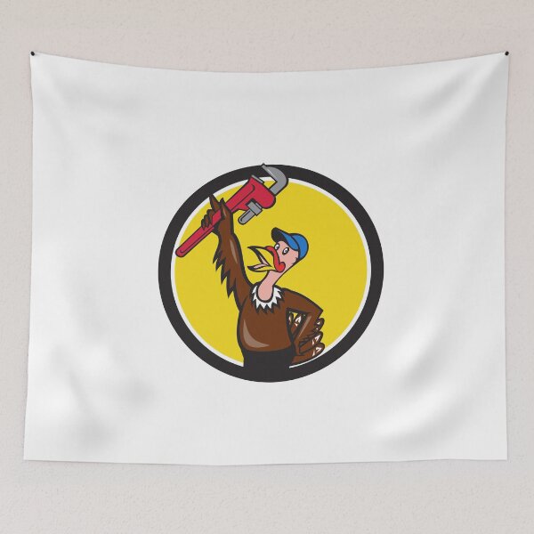Item preview, Turkey Plumber Raising Wrench Circle Cartoon designed and sold by patrimonio.