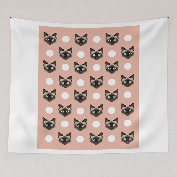 Item preview, Telli - Siamese cat cute funny cat lady art print pattern polka dots with cats designed and sold by PetFriendly.