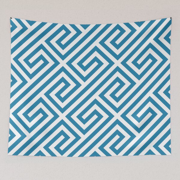 Item preview, Blue Greek Keys Geometric Pattern designed and sold by ImageNugget.