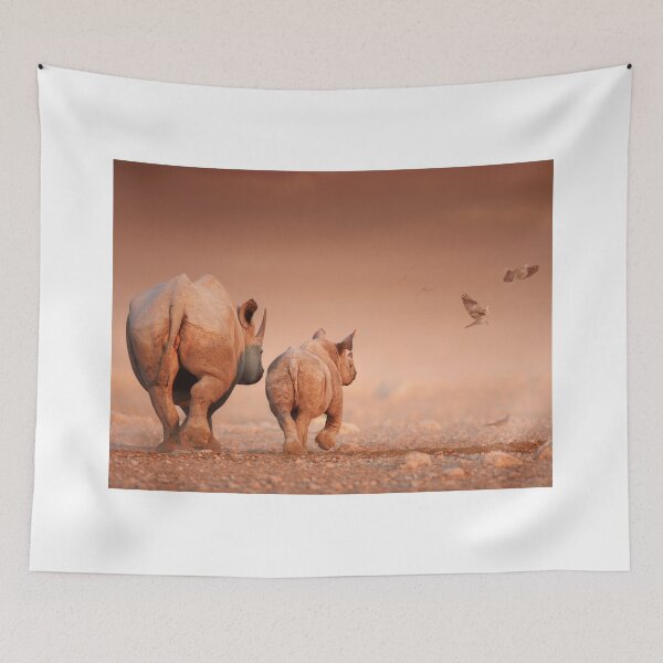 Item preview, Black Rhino cow and calf designed and sold by Johan Swanepoel.