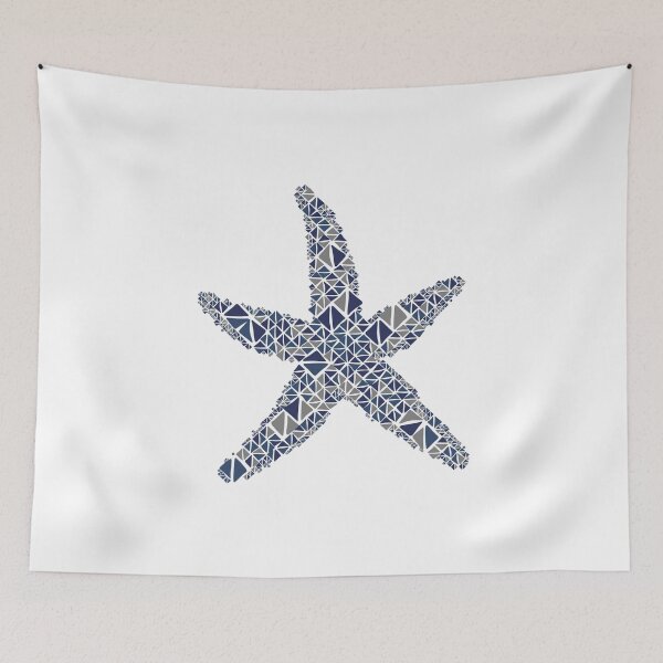 Item preview, Nautical starfish navy blue gray geometric pattern   designed and sold by hieu tran.