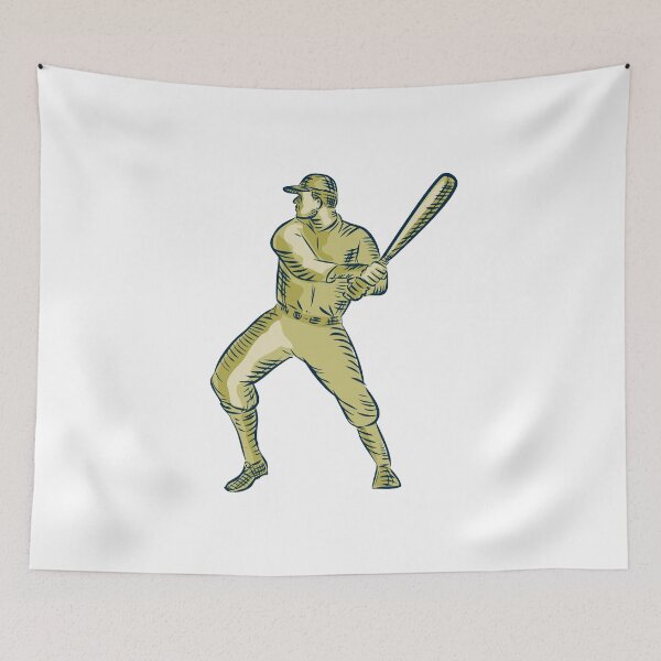 Aperçu de l'œuvre Baseball Player Batter Batting Bat Etching créée et vendue par patrimonio.