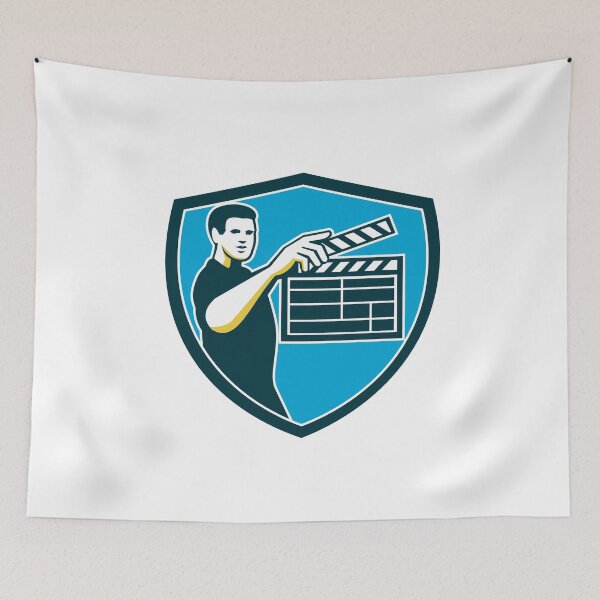 Item preview, Film Crew Clapperboard Shield Retro designed and sold by patrimonio.