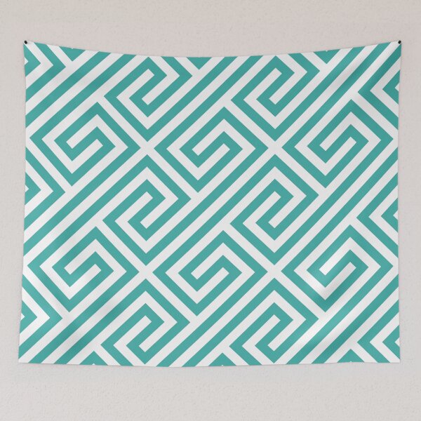 Item preview, Teal Greek Keys Geometric Pattern designed and sold by ImageNugget.