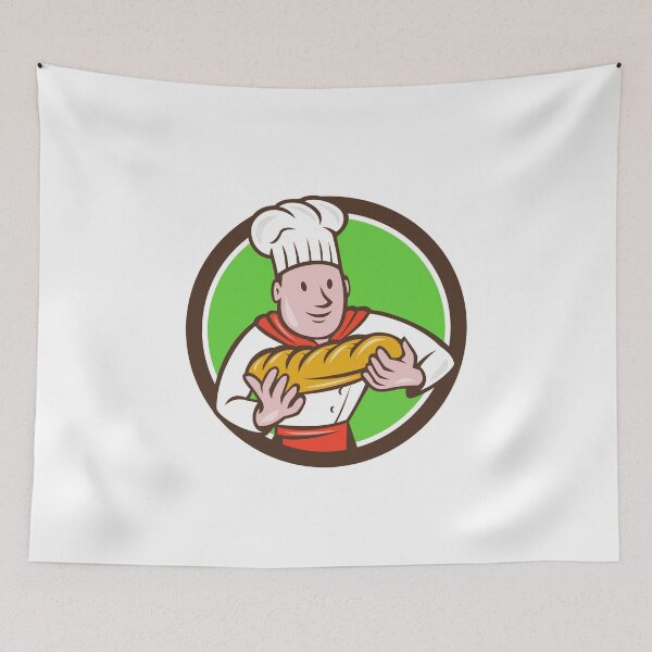 Item preview, Baker Holding Bread Loaf Circle Cartoon designed and sold by patrimonio.