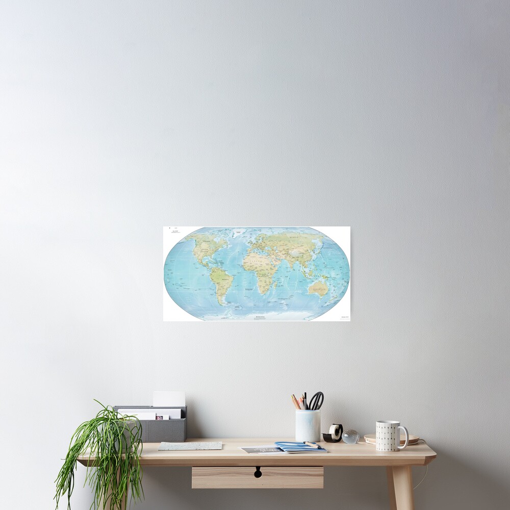 Physical Map of the World 2015 Poster