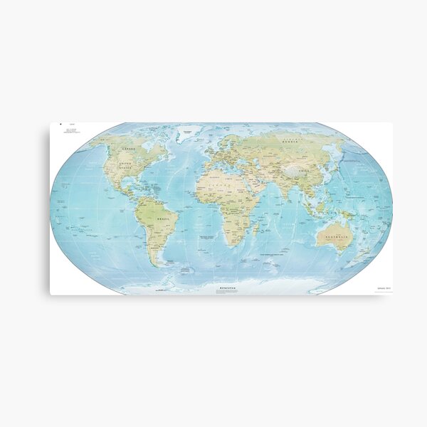 Physical Map of the World 2015 Canvas Print